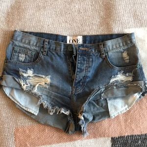 One Teaspoon Bandits Destroyed Jean Shorts